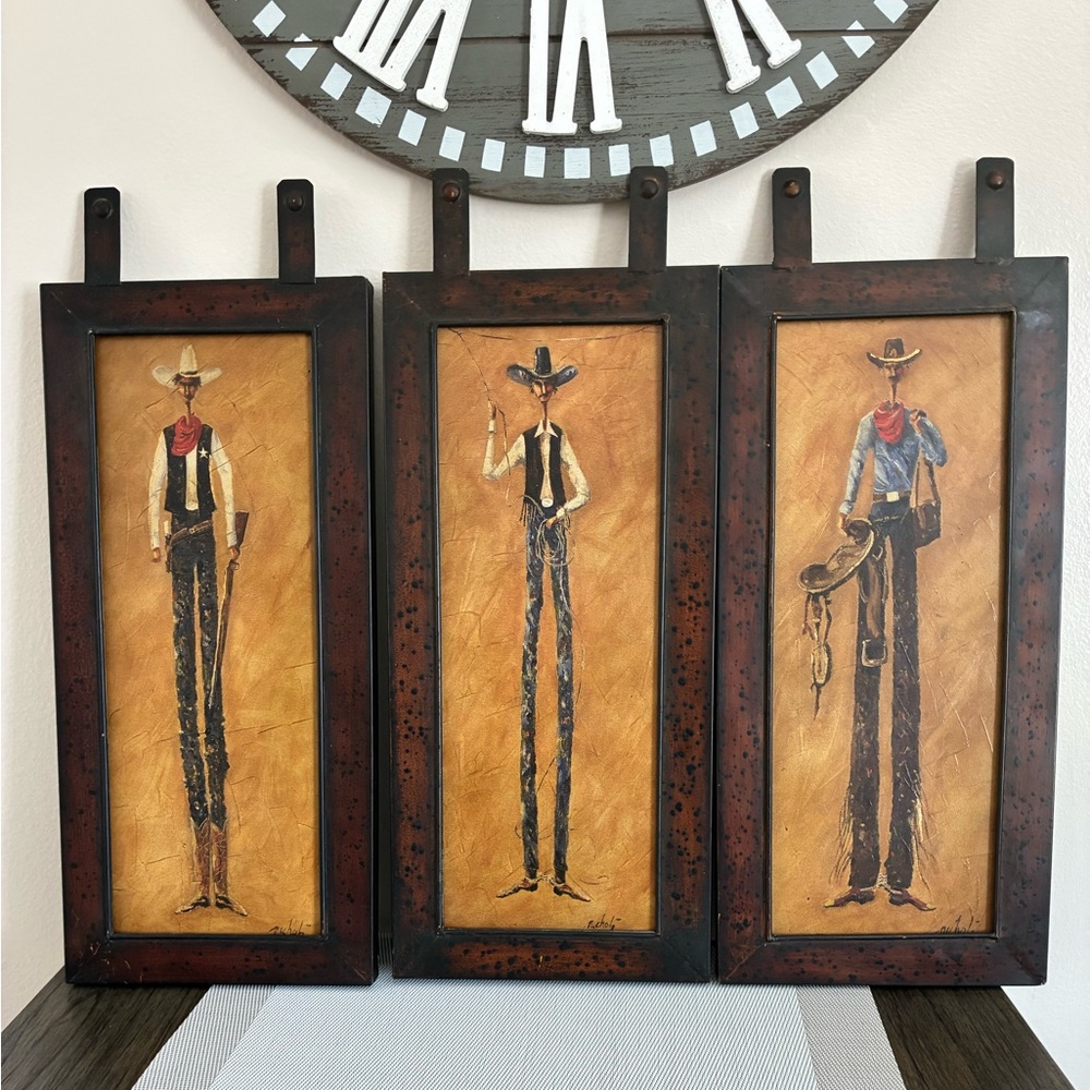 Rustic Cowboy Trio Wall Art Set -Nichol